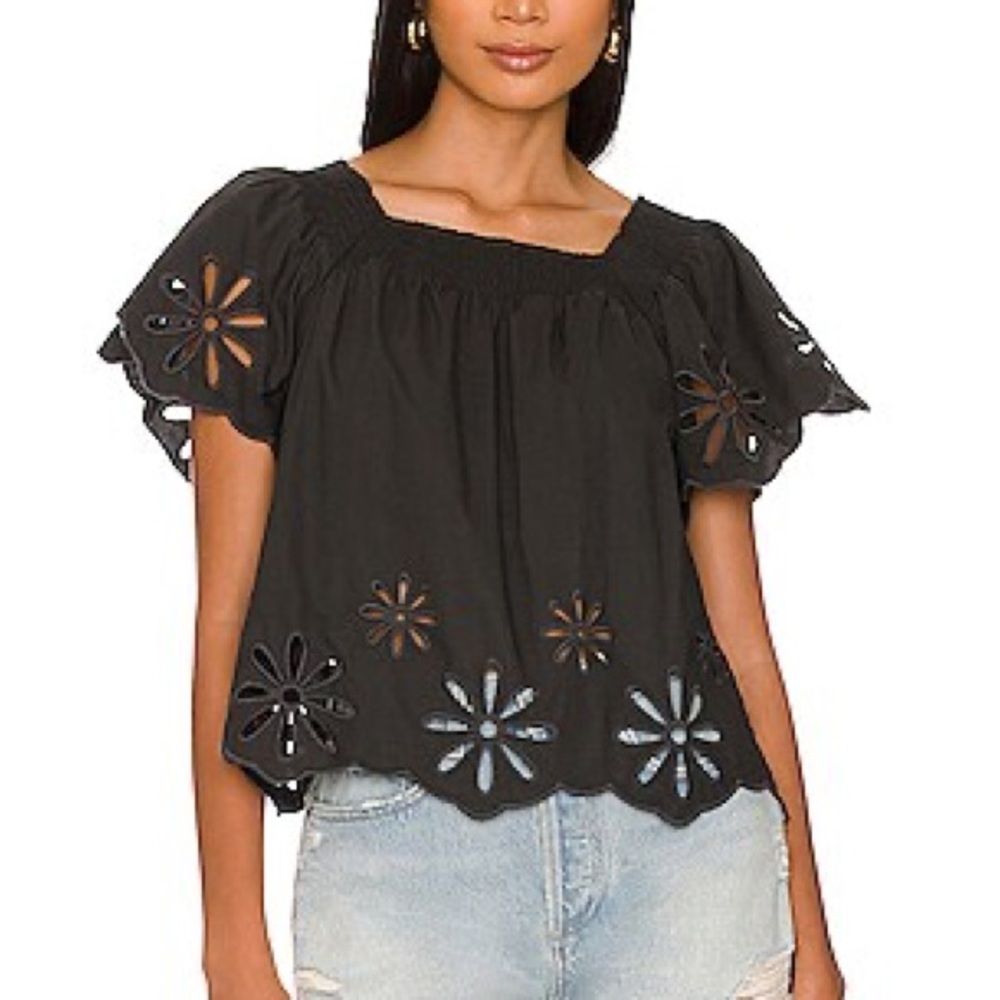 Rails Sonora Black Eyelet Blouse S